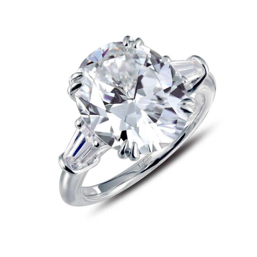 NEW LAFONN women's baguette three-stone engagement ring in silver